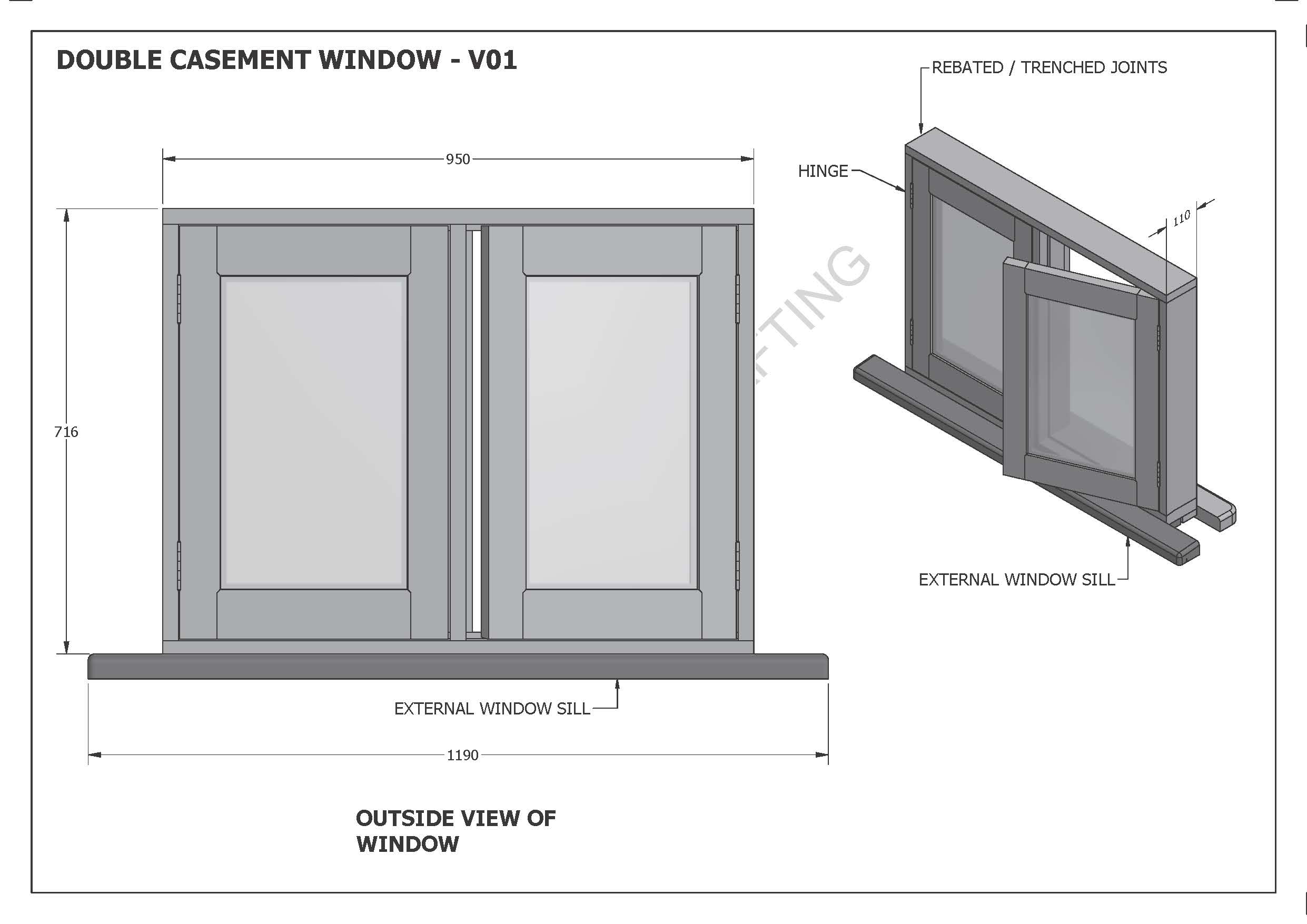 Timber Casement Windows V01 Building Plans 2d And 3d Make Your Own And Save Ebay 